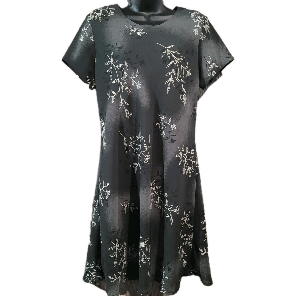 Vintage Gray Floral Dress Size 12 Whimsigoth Dark Romantic Vision Apparel